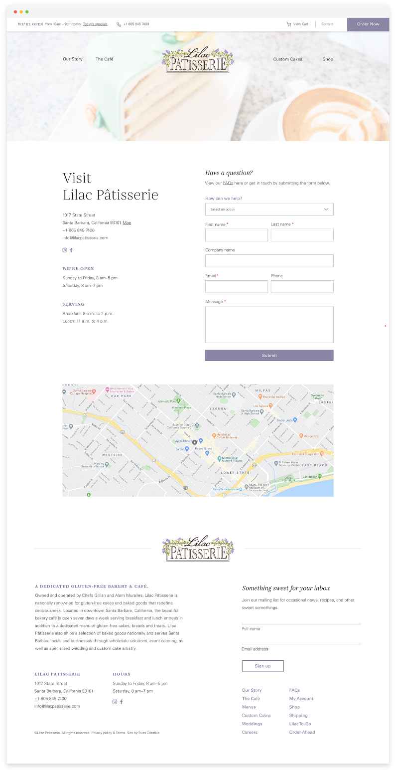 Lilac, Truss-built Contact Page