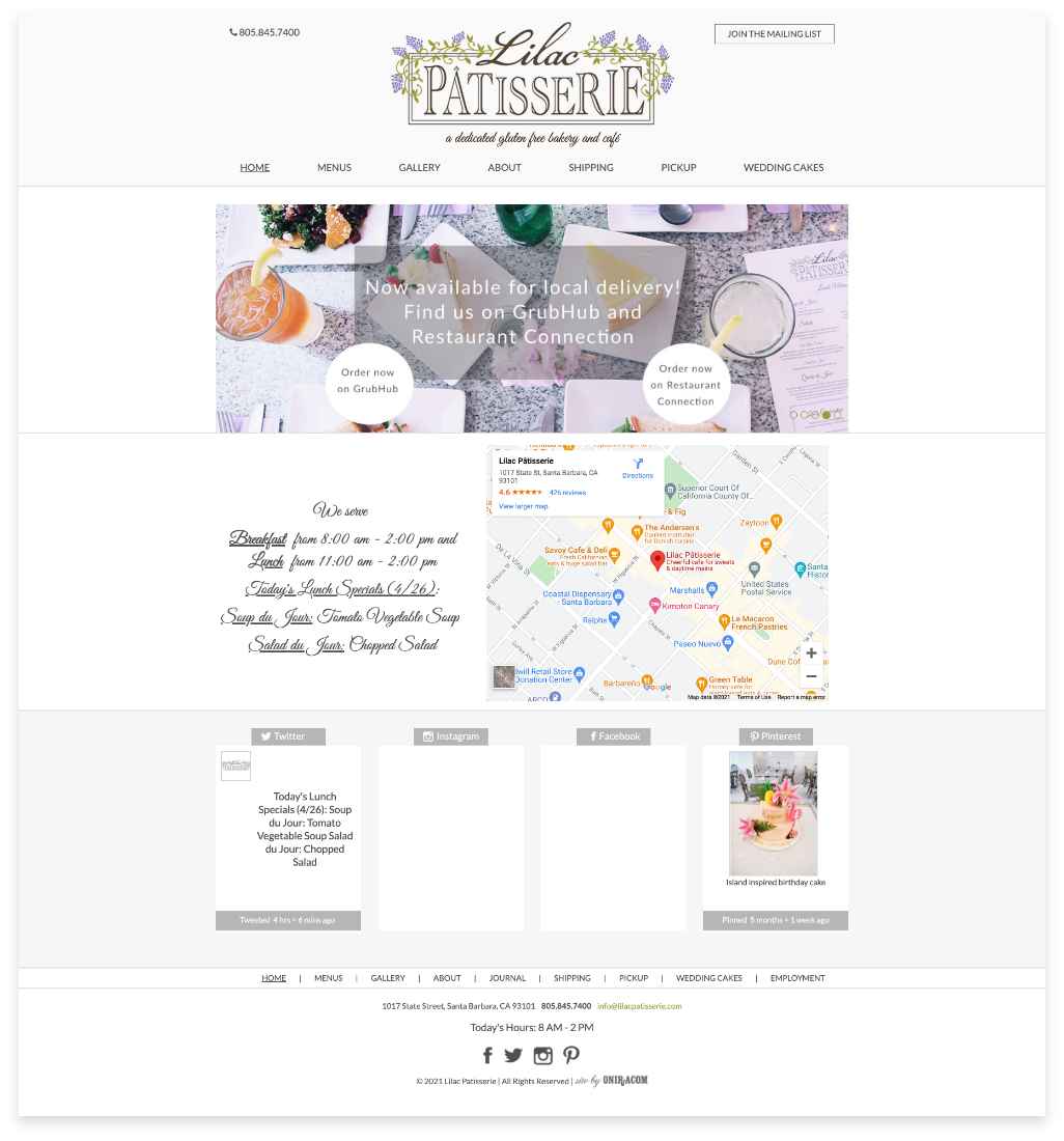 Lilac Patisserie Homepage before Truss
