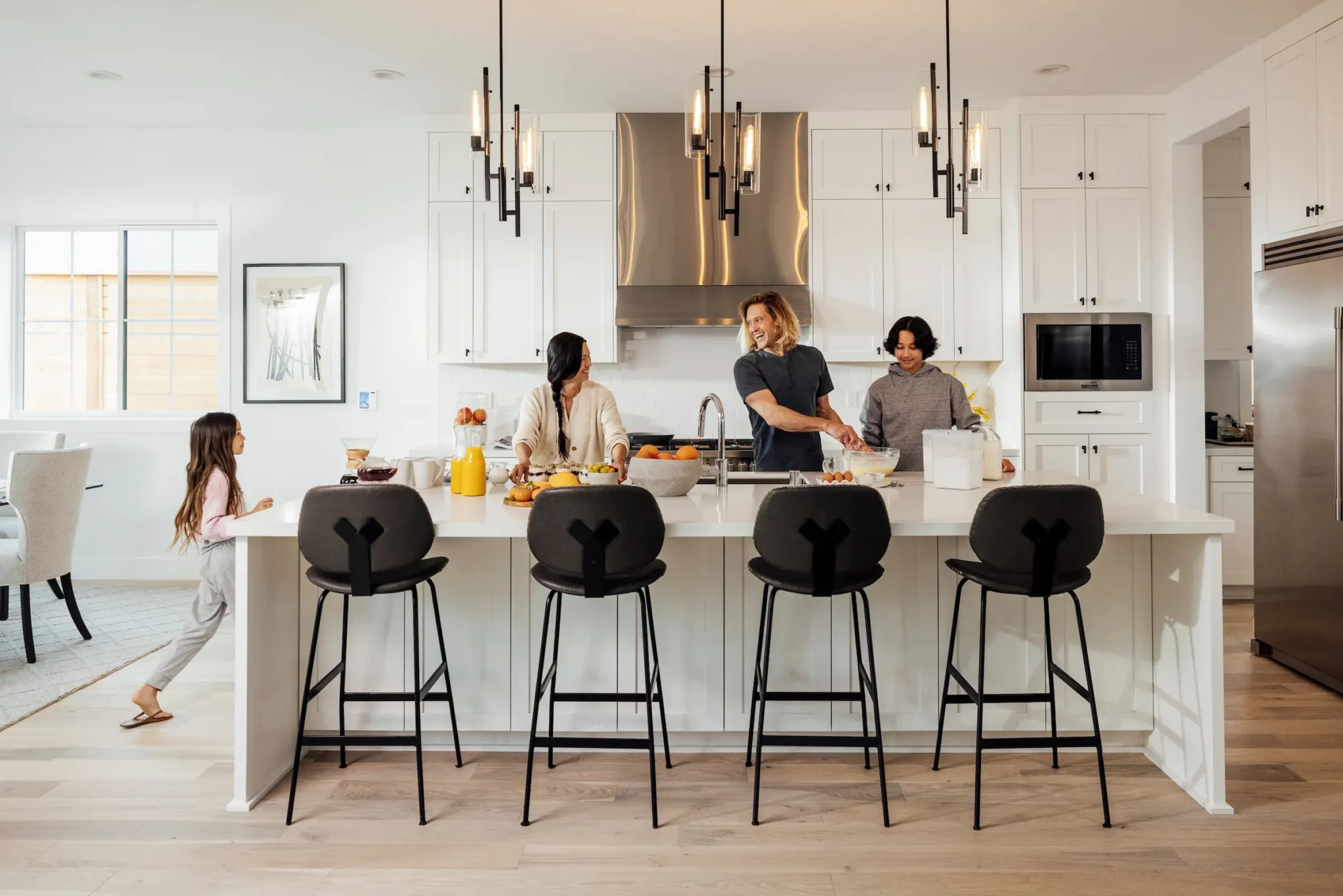 TJH Family at meal time in Kitchen