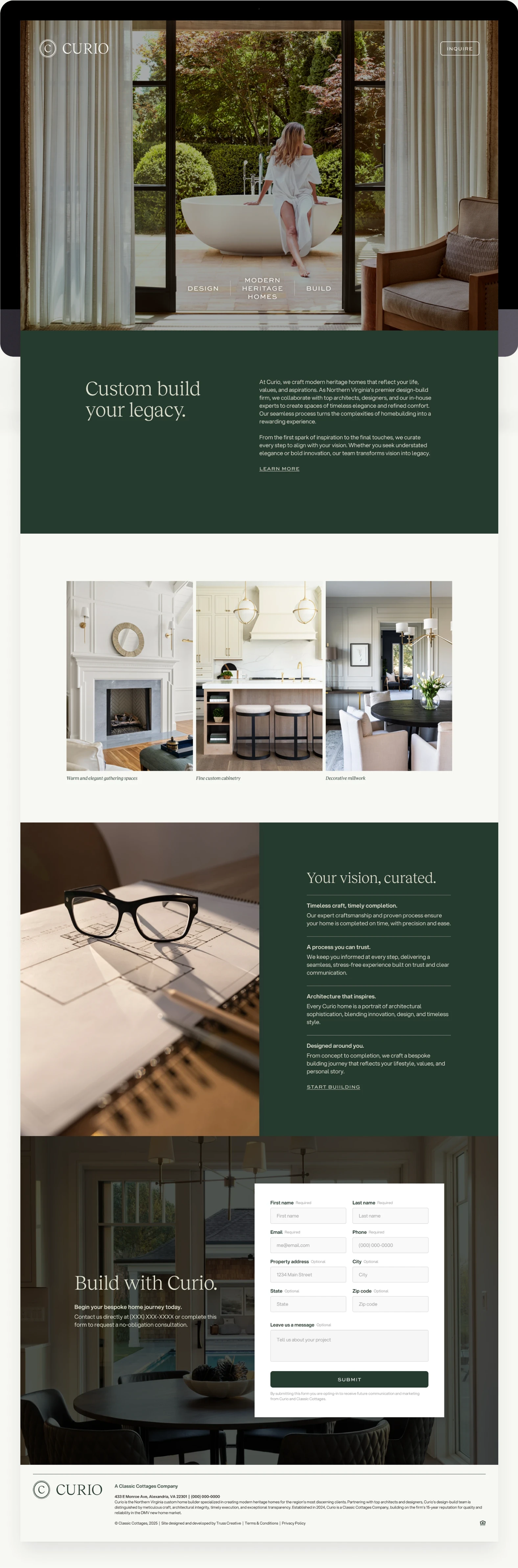 Curio Website Design, Desktop