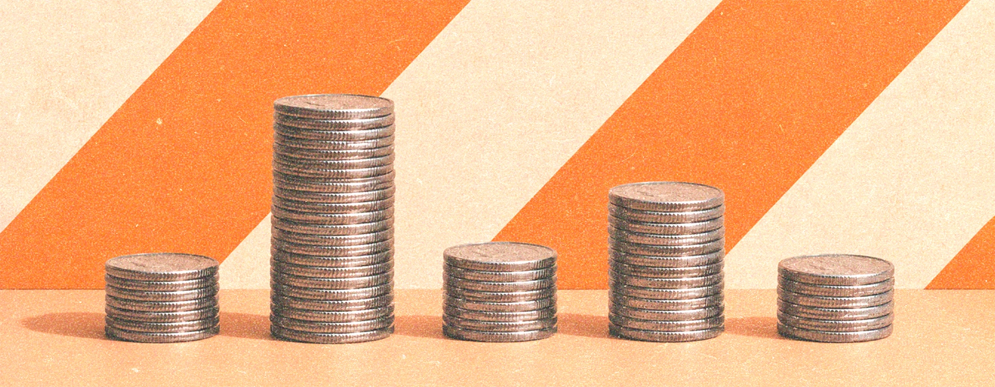Quarters stacked in columns like a chart.